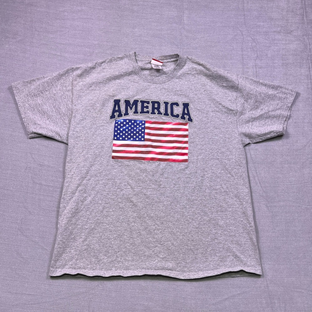 Sonoma Lifestyle Mens Adult XL Gray America‎ Flag T Shirt Graphic Tee